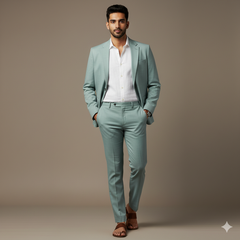 Trouser Fabric Donear Pure Cotton Slub Colour Pistachio Green