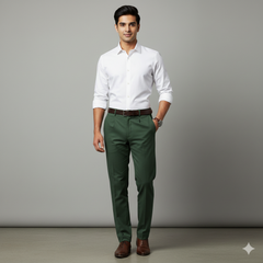 Trouser Fabric Donear Pure Cotton Plain Colour Moss Green