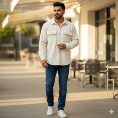 Courdray Raymond Pure Cotton stretchable Shirt Fabric Colour Off White