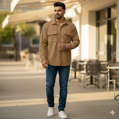 Courdray Raymond Pure Cotton stretchable Shirt Fabric Colour Tan Brown