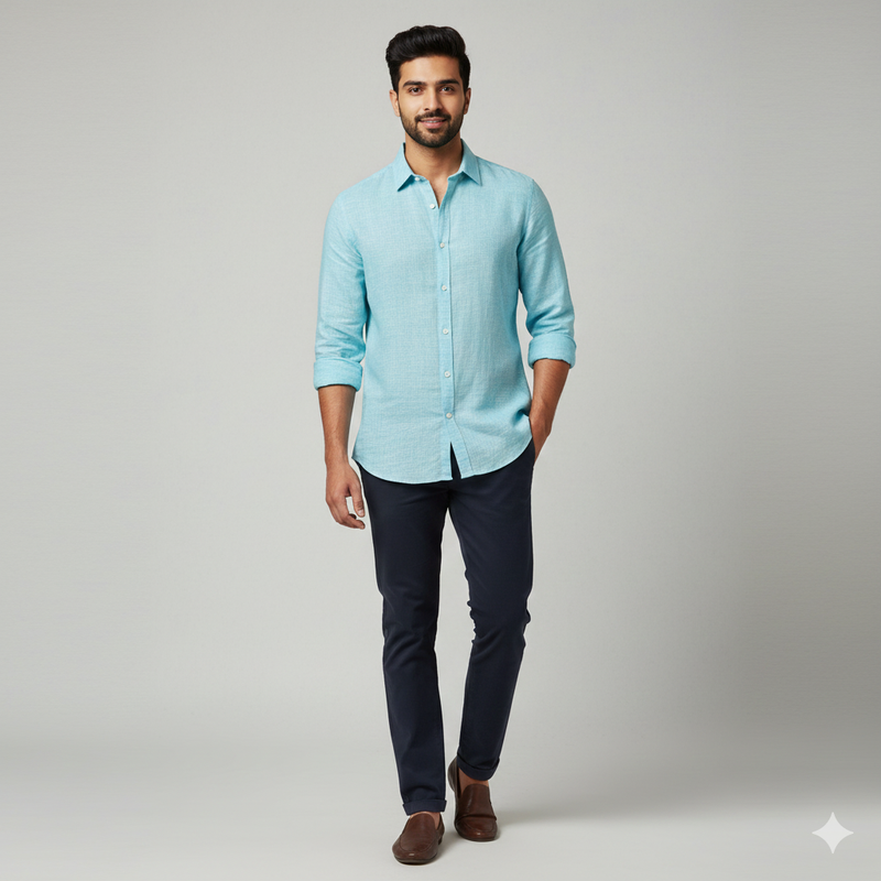 Shirt Fabric Donear 100% Linen 60Lea Plain Colour Pistachio Green