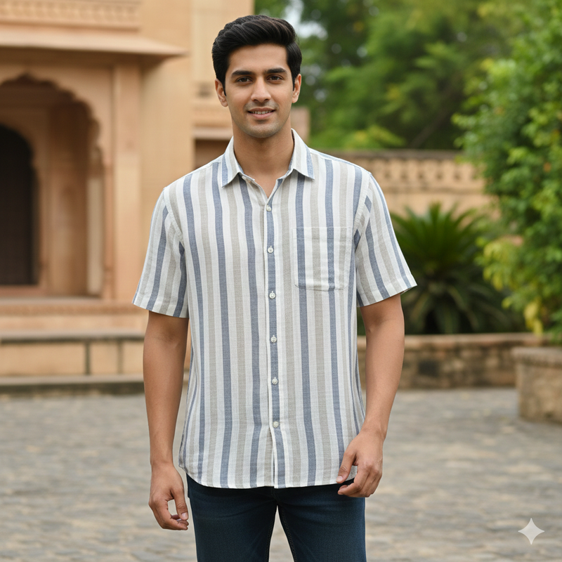 Shirt Fabric Donear 100% Linen 60Lea Patta Lining Colour Grey N Brown