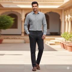 Trouser Fabric Reid & Taylor Super Fine 120s 45% Wool Blended Dotted Color Blackish Black