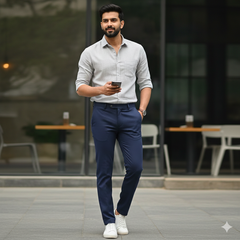 Trouser Fabric Reid & Taylor Super Fine 120s 45% Wool Blended Dotted Color Blue