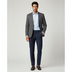 Trouser Fabric Reid & Taylor Super 120s 45% Wool Blended Dotted Color Wavy Blue