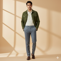 Trouser Fabric Reid & Taylor Super 100s 45%Wool Plain Color Silver Blue