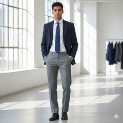 Trouser Fabric Reid & Taylor Super 110s 50%Wool Slub Color Classic Silver