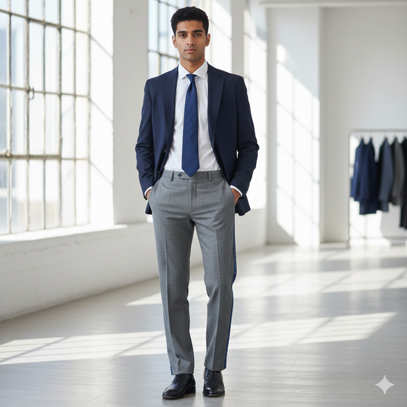 Trouser Fabric Reid & Taylor Super 110s 50%Wool Slub Color Classic Silver