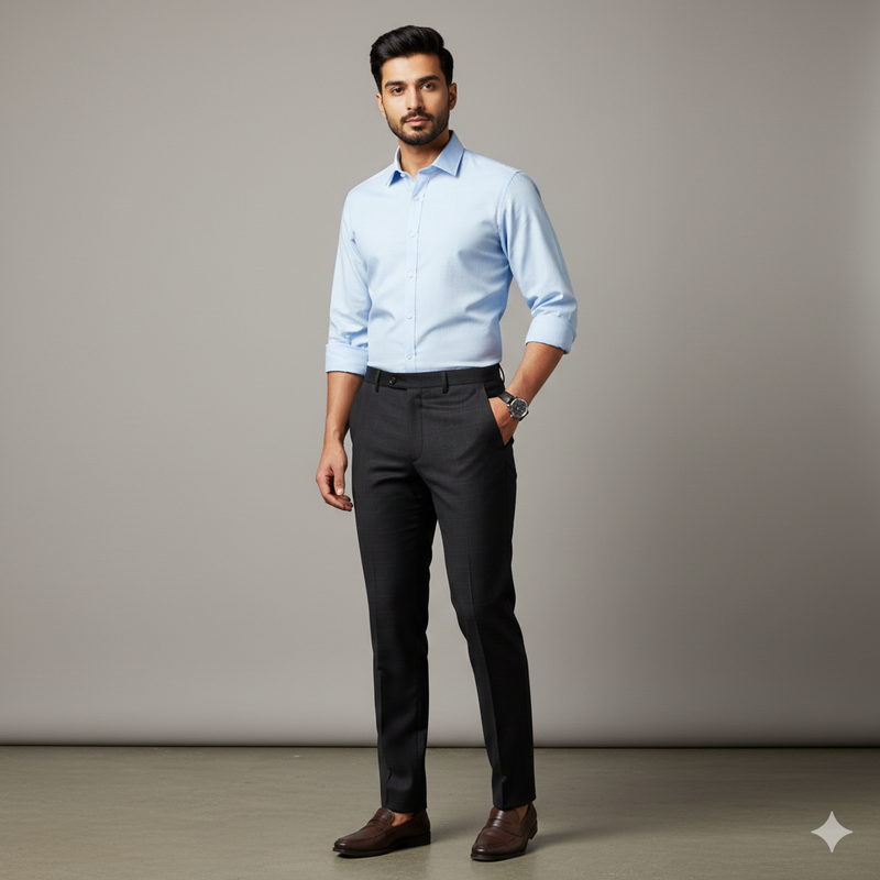 Trouser Fabric Red & Taylor Super 100s 50%Wool Mild Check Color Crow Black