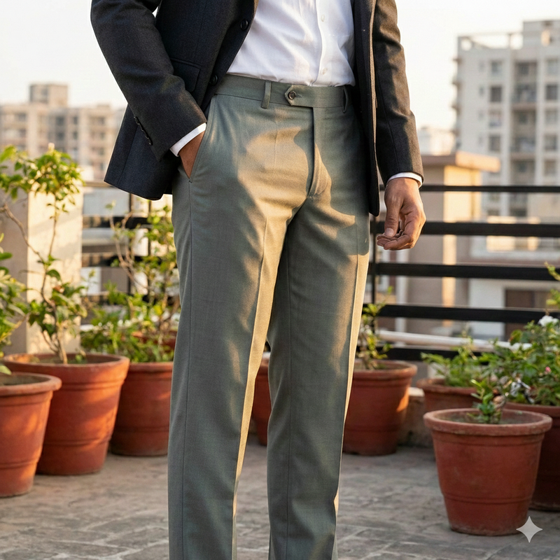 Trouser Fabric Reid & Taylor Super 110s 50%Wool Slub Color Swamp Green