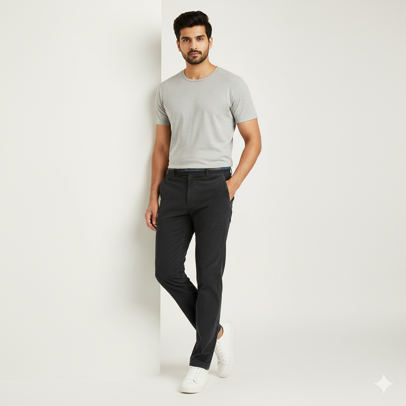 Trouser Fabric Arvind Denim Stretchable Courdray Colour Greenish Grey