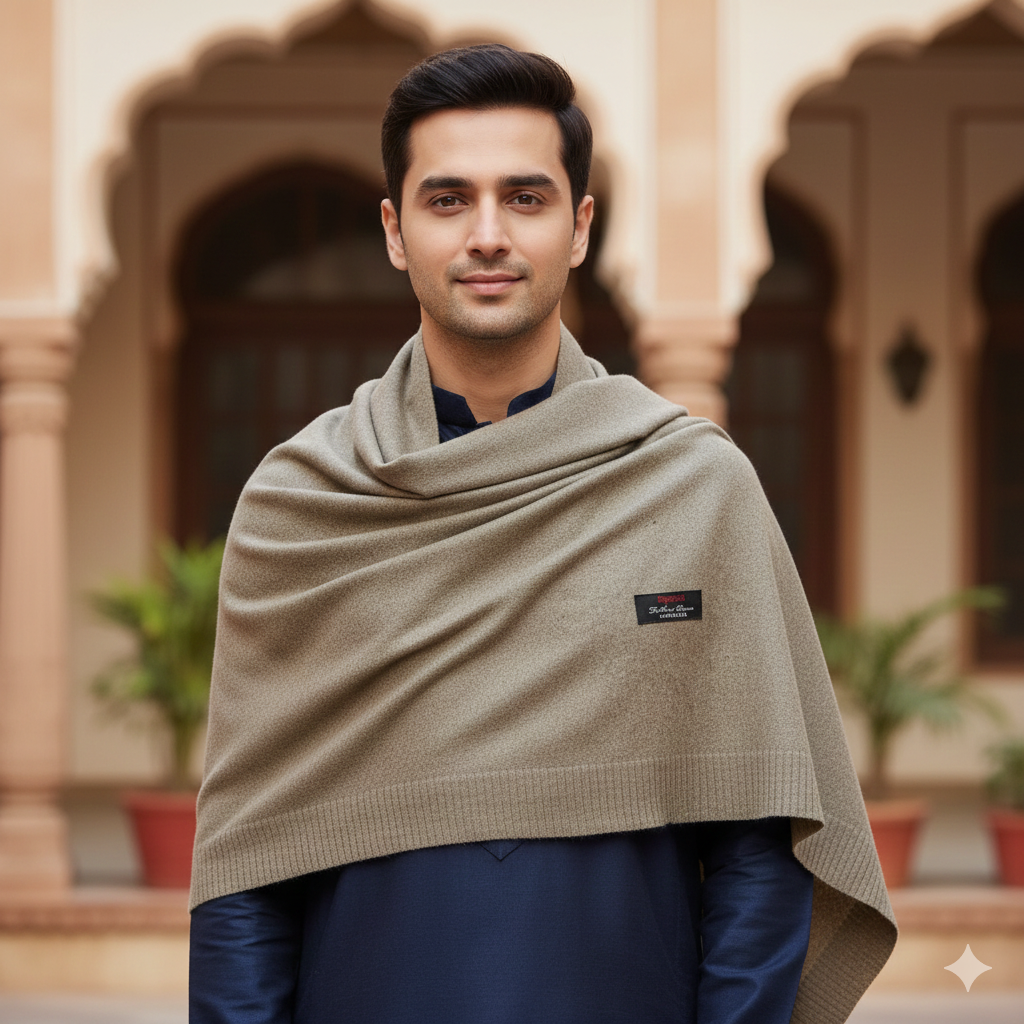 Raymond Woollen Thick Shawl Lohi Narmada Colour Brown