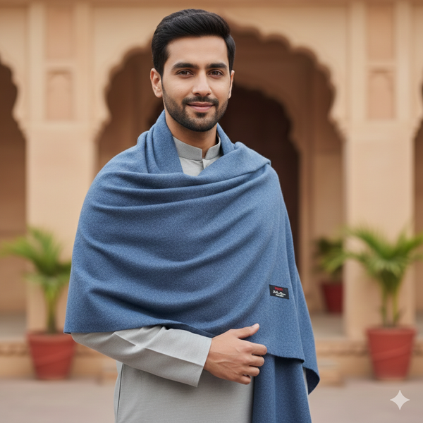 Raymond Woollen Thick Shawl Lohi Narmada Colour Blue