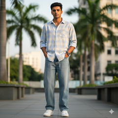 Shirt Fabric Sotas Finest Giza Cotton Check Colour Mint Green N Blue