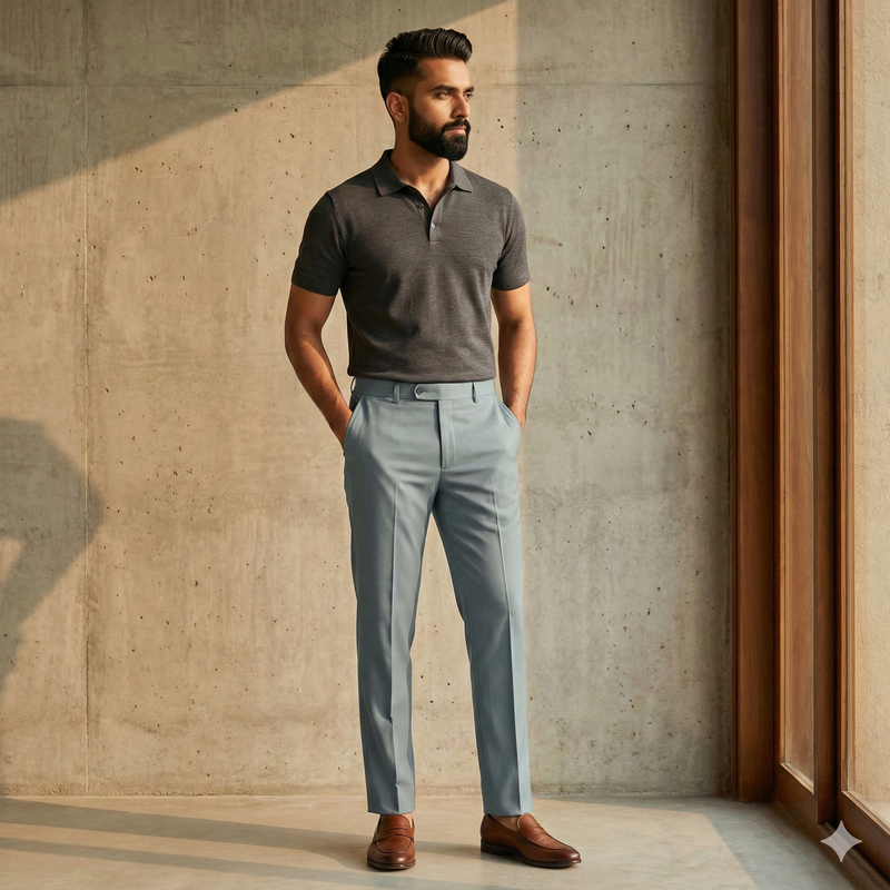 Trouser Fabric Raymond Pure Cotton Textured Color Silver