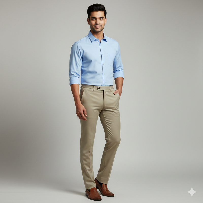 Trouser Fabric Raymond Pure Cotton Plain Lycra Color Chamomile Brown