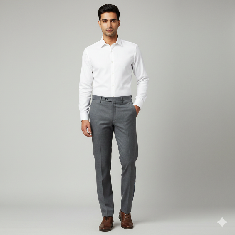 Trouser Fabric Raymond Pure Cotton Plain Lycra Color Greenish Grey