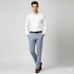 Trouser Fabric Raymond Pure Cotton Check Color Silver Blue