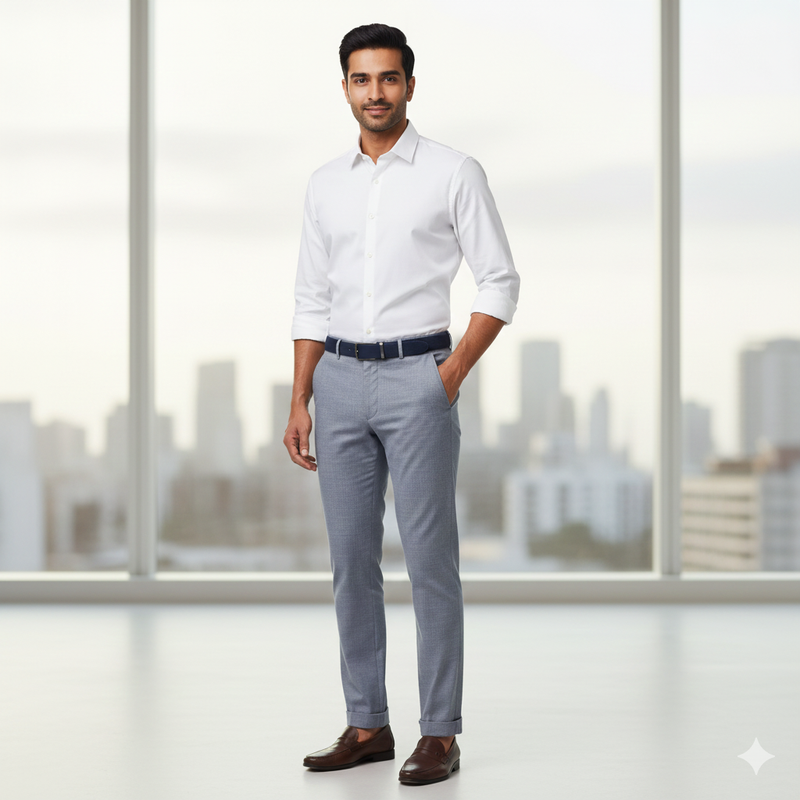 Trouser Fabric Raymond Super 140s Merino Wool Blended Plain Colour Silver Blue