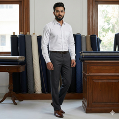 Shirt Fabric Soktas Finest Giza Cotton Jacquard Colour True White