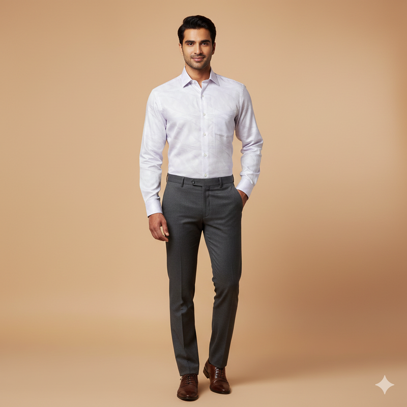 Shirt Fabric Soktas Finest Giza Cotton Jacquard Colour Ash Lavender