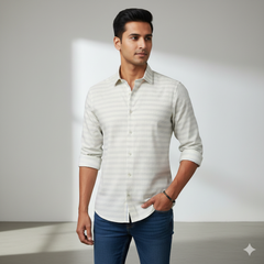 Shirt Fabric Soktas Finest Giza Cotton Jacquard Colour Eggshal Brown