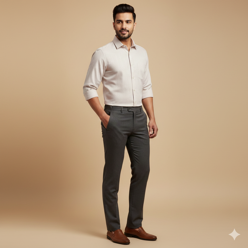 Shirt Fabric Soktas Finest Giza Cotton Jacquard Colour Pink N Brown