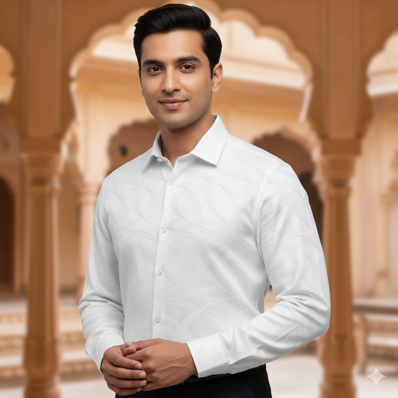 Shirt Fabric Soktas Finest Giza Cotton Jacquard Colour Castle Silver