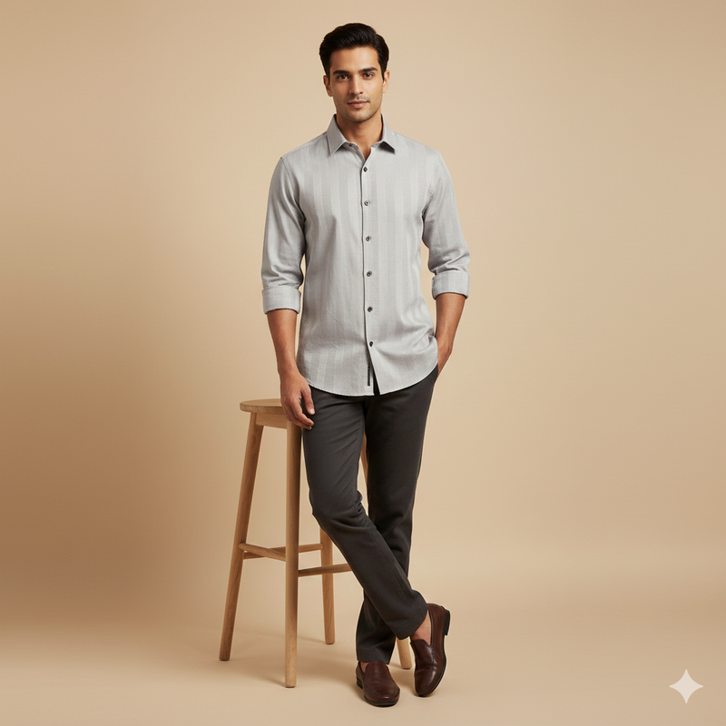 Shirt Fabric Soktas Finest Giza Cotton Broad Lining Colour Light Ecru