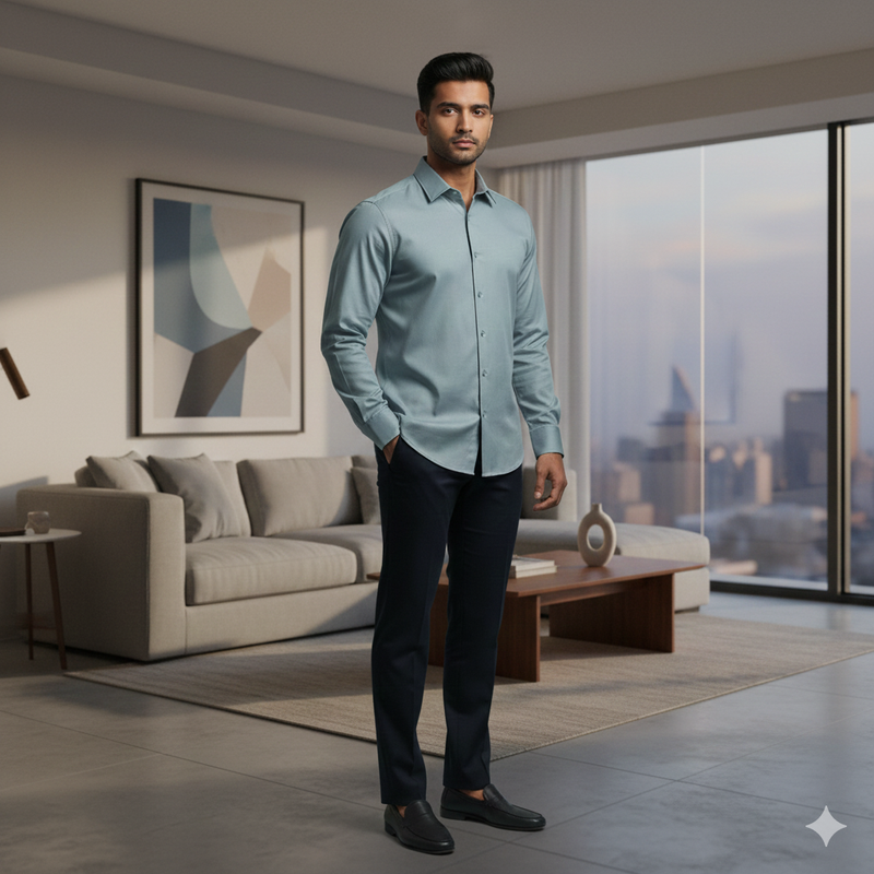 Shirt Fabric Soktas Finest Giza Cotton Plain Colour Soft Ice Green