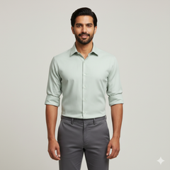 Shirt Fabric Soktas Finest Giza Cotton Plain Colour Swamp Green