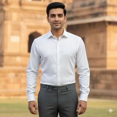 Shirt Fabric Soktas 2 Ply 100s Finest Giza Cotton Jacquard Colour White