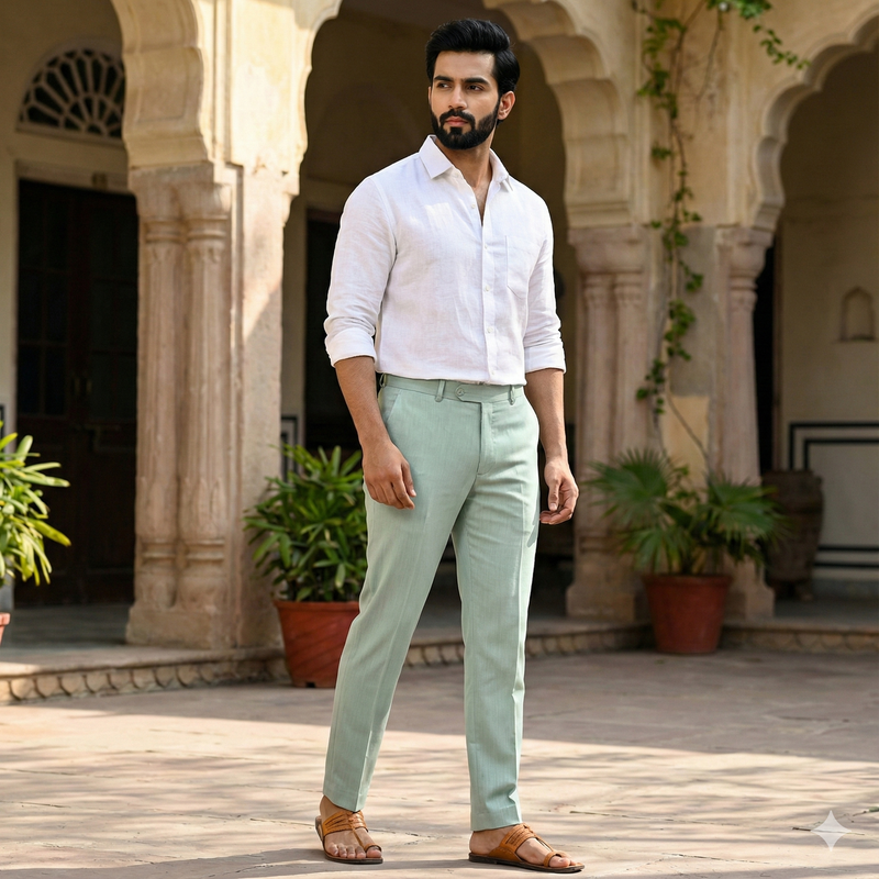 Trouser Fabric Raymond Poly Viscose Plain Colour Swamp Green