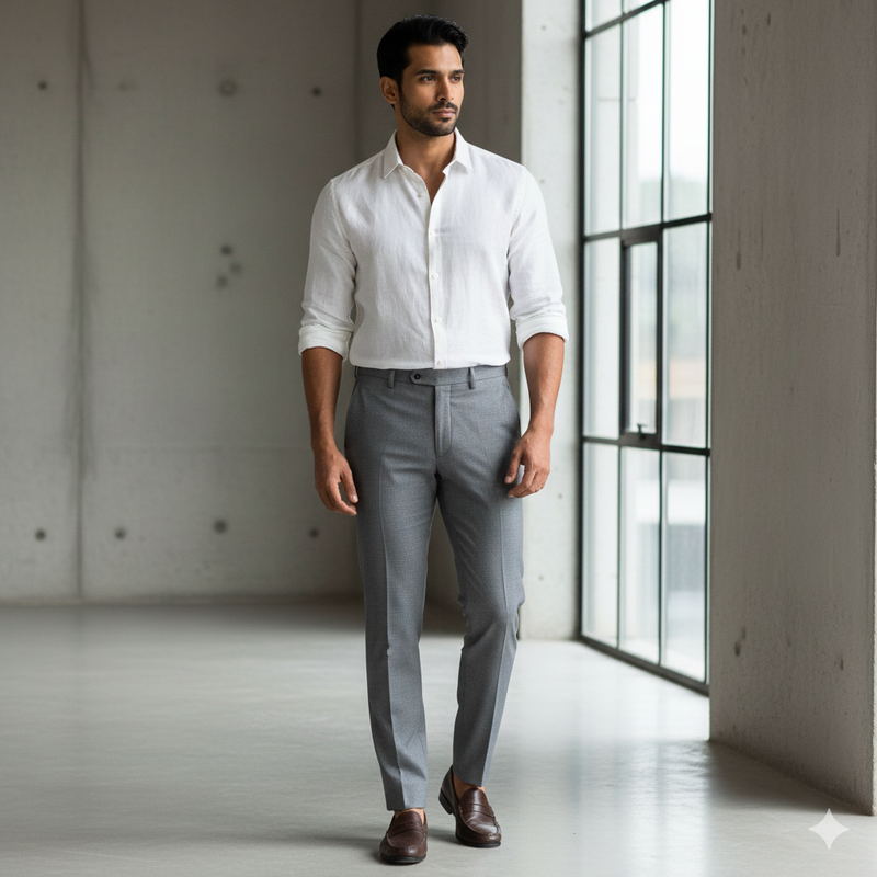 Trouser Fabric Raymond Poly Viscose Check Colour Smoke Grey