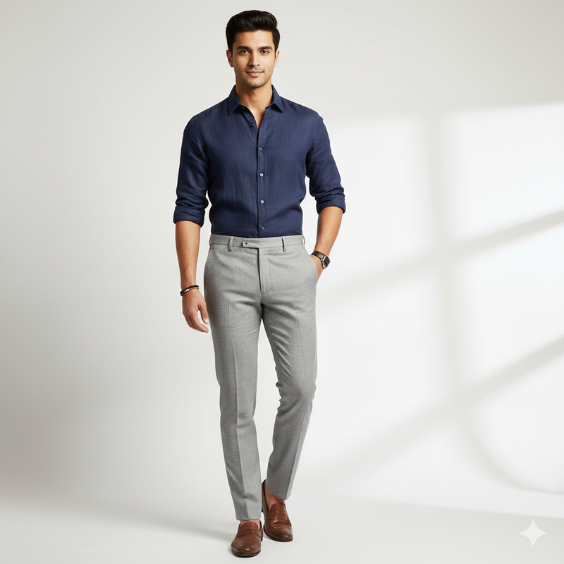 Trouser Fabric Raymond Fine Count Poly Viscose Slub Colour Dusty Brown