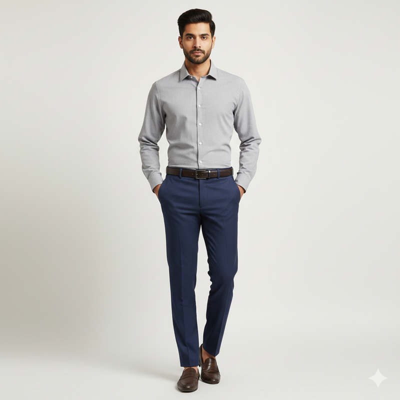 Trouser Fabric Raymond Fine Count Poly Viscose Dobby Colour Dark Blue