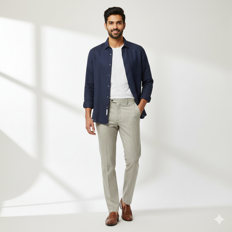 Trouser Fabric Raymond Fine Count Poly Viscose Check Colour Light Brown