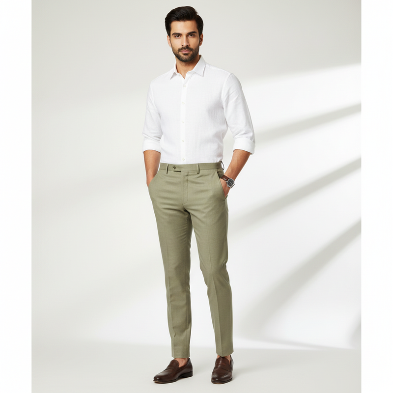 Trouser Fabric Reid & Taylor Super 110s 45% Wool Plain Color Camel Brown