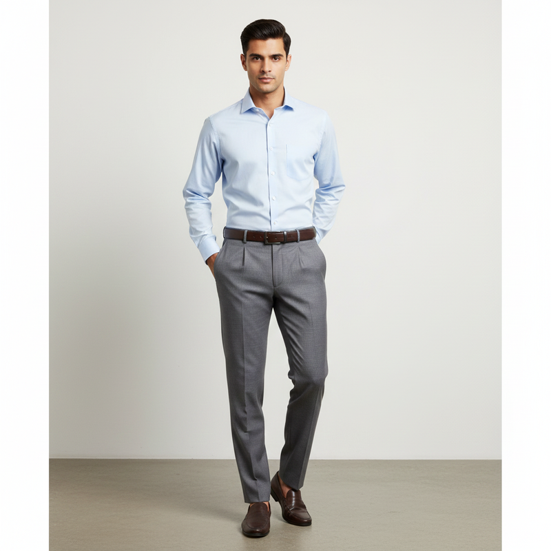 Trouser Fabric Reid & Taylor Super 110s 50% Wool Slub Color Zinc Grey