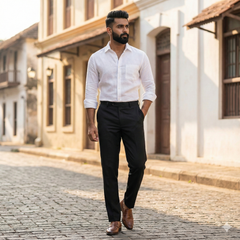 Trouser Fabric Reid & Taylor Super 110s 30%Wool Plain Color Black