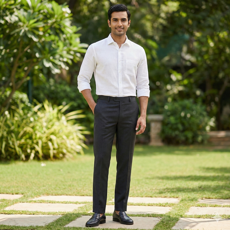 Trouser Fabric Reid & Taylor Super 43%Wool Stretchable Plain Color Dull Black