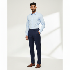 Trouser Fabric Reid & Taylor Super 100s 50% Wool Plain Color Spruce Blue