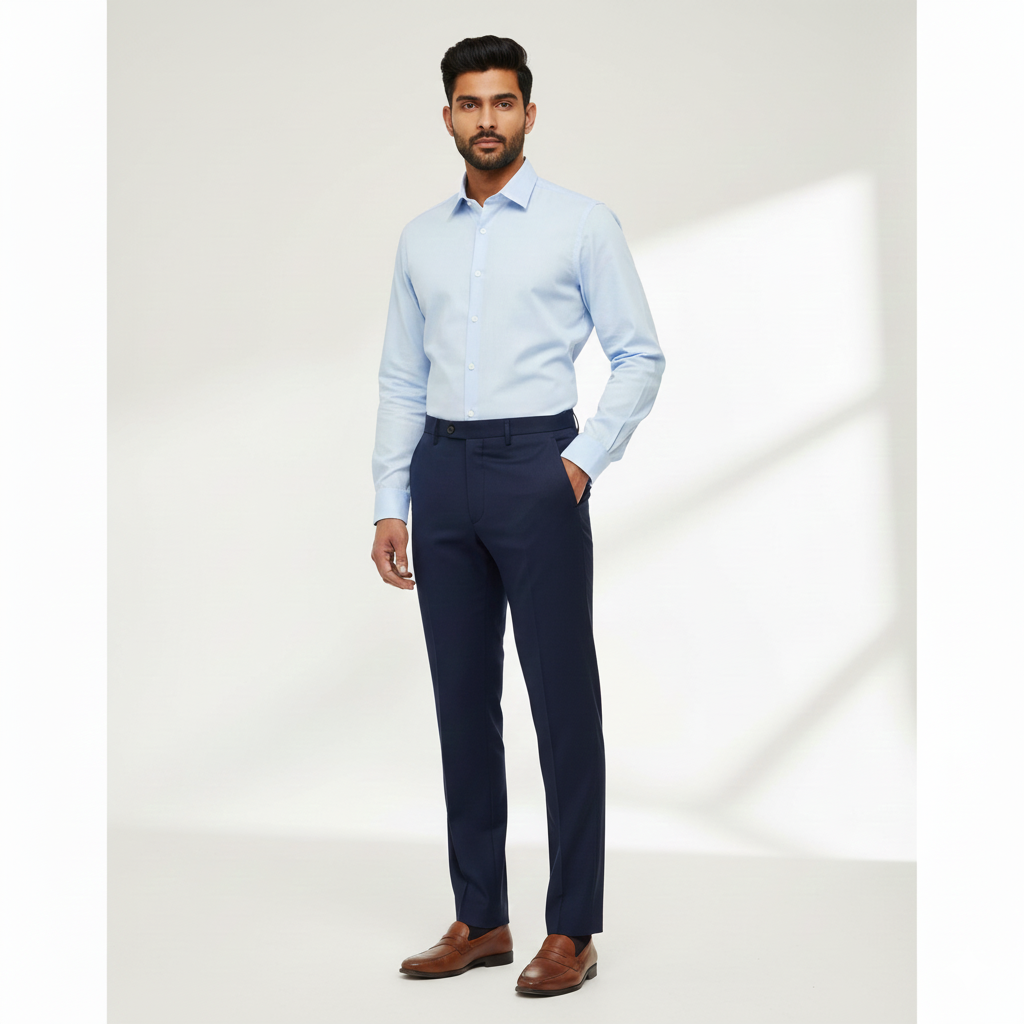 Trouser Fabric Reid & Taylor Super 100s 50% Wool Plain Color Spruce Blue