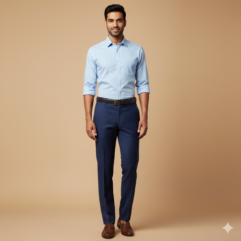 Trouser Fabric Reid & Taylor Super 100s 50% Wool Plain Color Sapphire Blue