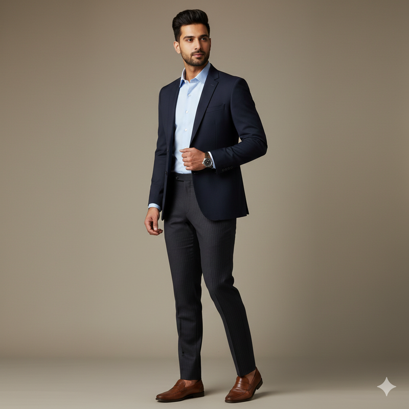 Trouser Fabric Reid & Taylor Super 110s 50% Wool Lining Color Metallic Black