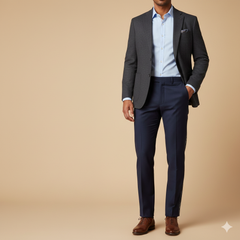 Trouser Fabric Reid & Taylor 45% Wool Textured Color Midnight Blue