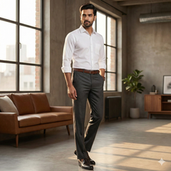 Trouser Fabric Raymond Pure Cotton Textured Color Brunette Coffee