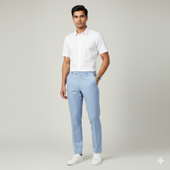 Trouser Fabric Raymond Pure Cotton Textured Color Light Blue