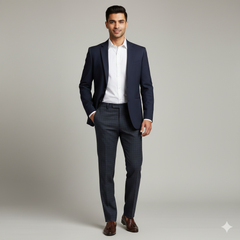 Trouser Fabric Raymond Pure Cotton Small Check Color Spruce Blue