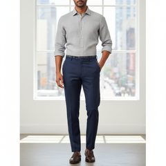 Trouser Fabric Reid & Taylor Super 100s 45% Merino Wool Textured Color Space Blue